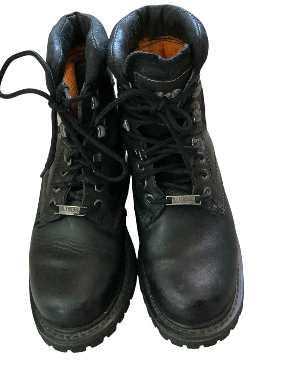 Vtg 90s Harley Davidson motorcycle riding boots womenβs black leather grunge